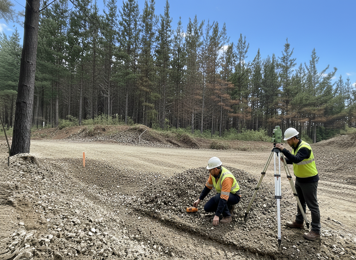 Equipo de trabajo en terreno forestal